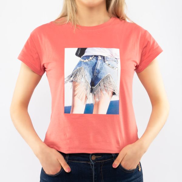 Camiseta estampada de manga corta para mujer 37353