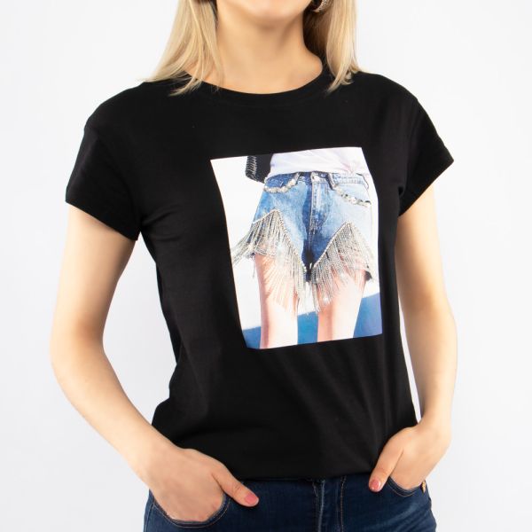 Camiseta estampada de manga corta para mujer 37353
