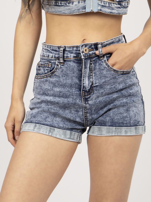 Rolled up jean shorts top