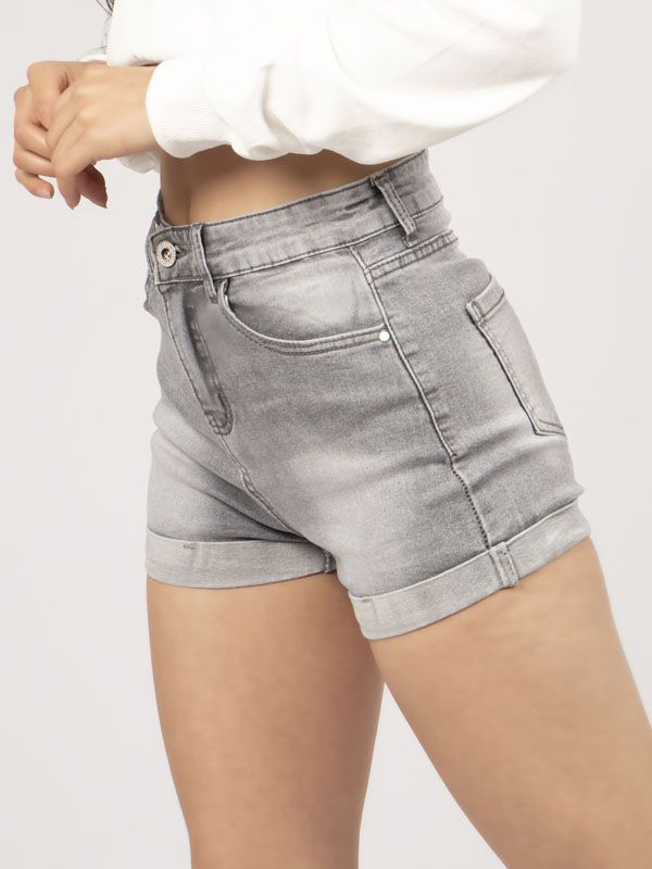 Shorts en Jean Gris Rolled Up Style 5640