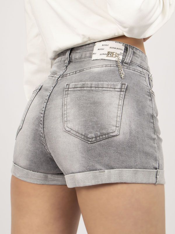 Shorts en Jean Gris Rolled Up Style 5640