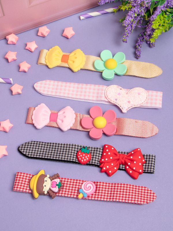 Paquete de 5 Balacas con Motivo Floral y de Moñitos para Niñas