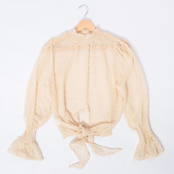 Blusa en velo con puntos manga larga 35402