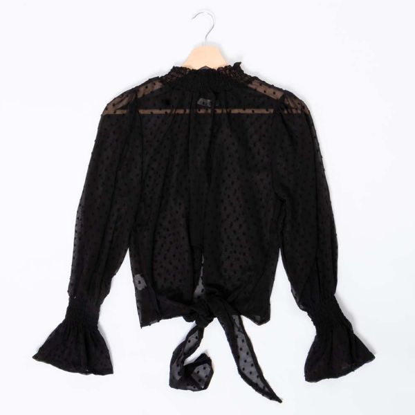 Blusa en velo con puntos manga larga 35402