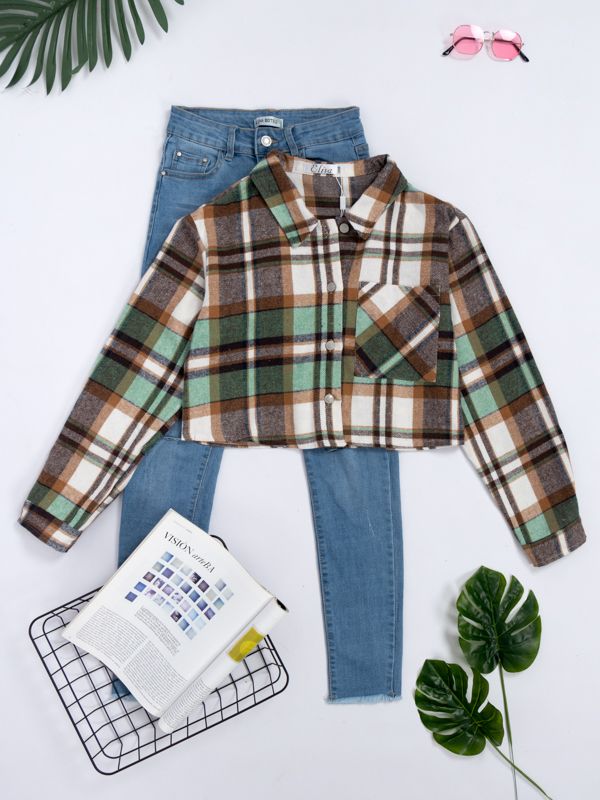 Camisa leñadora corta para mujer 39256