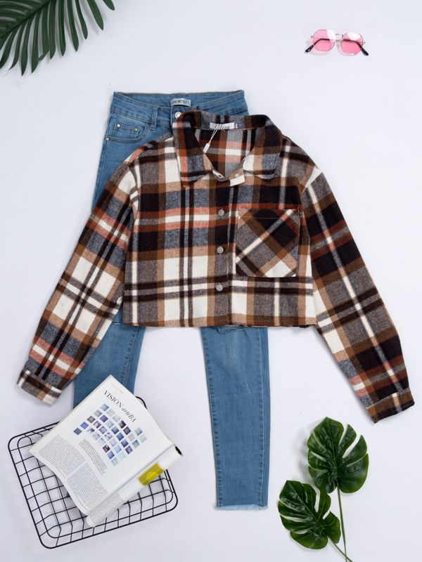 Camisa leñadora corta para mujer 39256