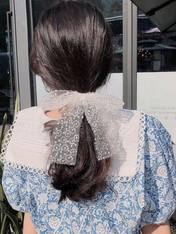 Paquete de 3 Moñas en encaje con Perlas CB-01