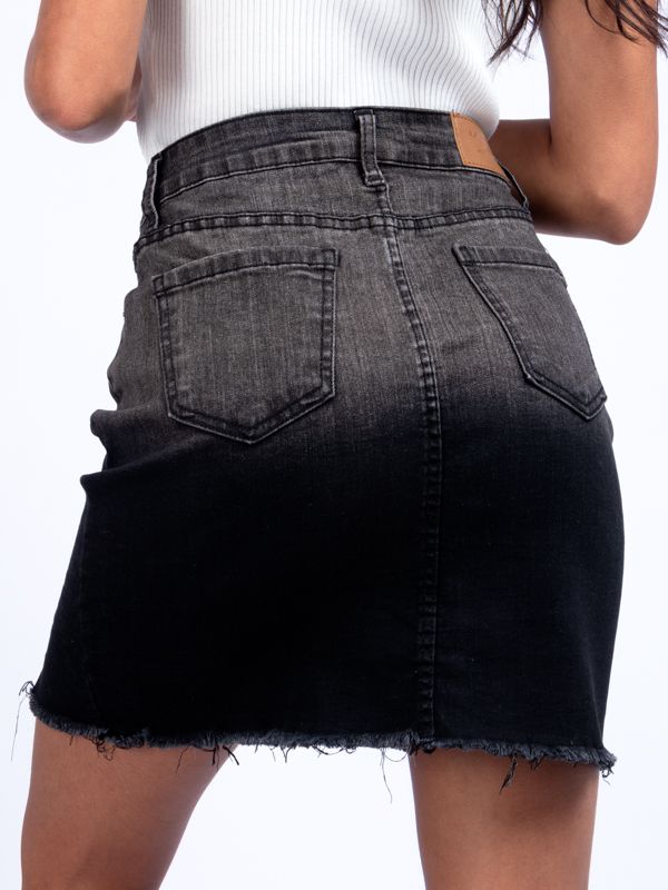 Falda en Jean degradado con abertura y botón 6307