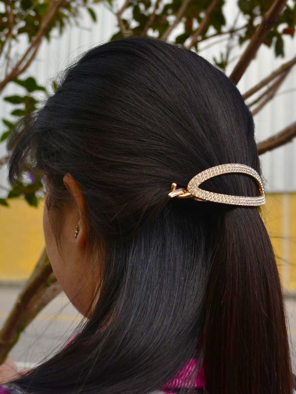 Hebilla para Cabello Dorada con imitación de Diamantes HB