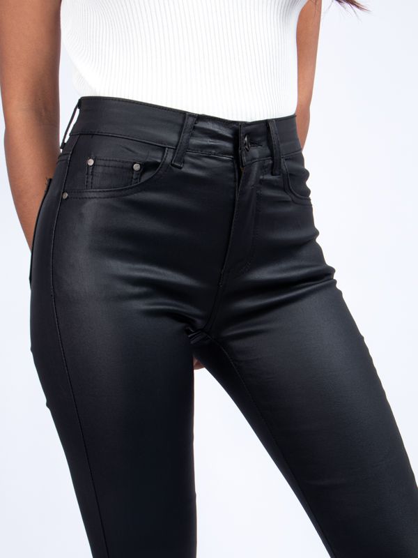 Jean tipo Cuero mate de Tiro Alto para mujer 6108