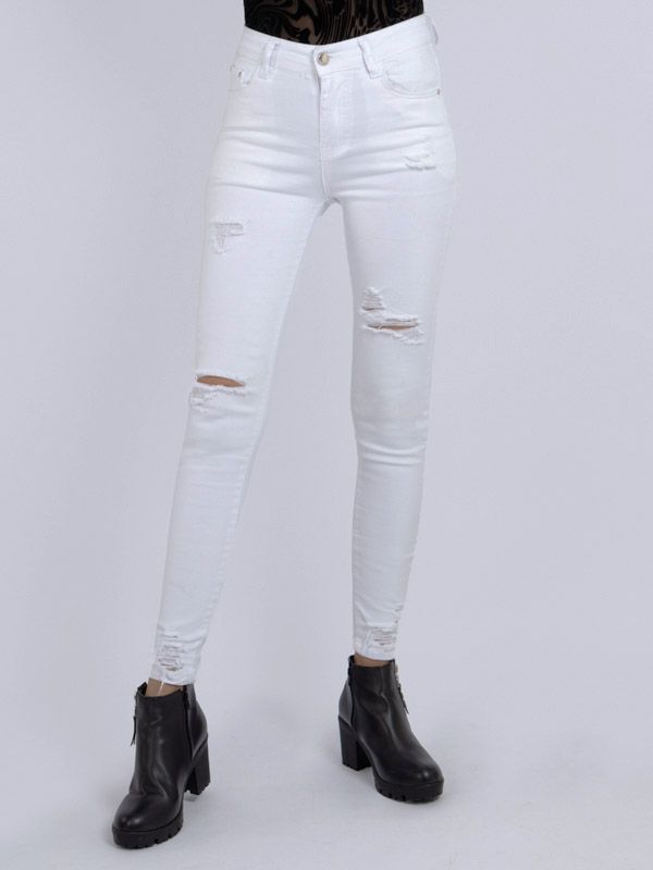 Jean Blanco con desgastes para Mujer 6341