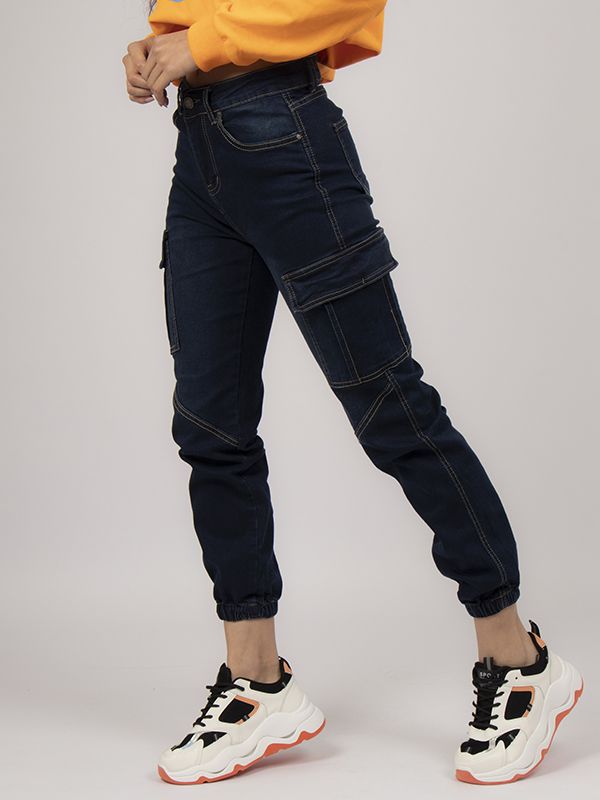 Jean Stretch con bolsillos laterales estilo Cargo para Mujer 6553