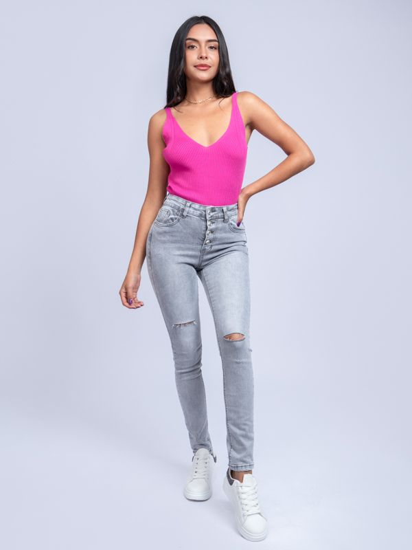 Jean Stretch de mujer Gris con rotos 6313