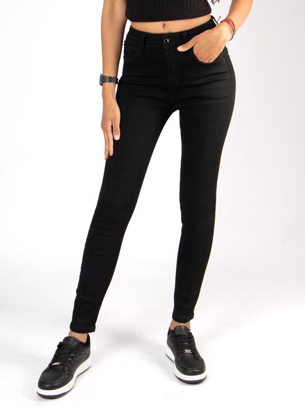 Jean Negro de Tiro alto tipo stretch para Mujer 6309