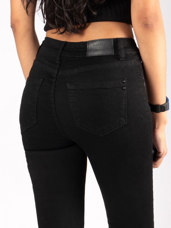 Jean Negro de Tiro alto tipo stretch para Mujer 6309