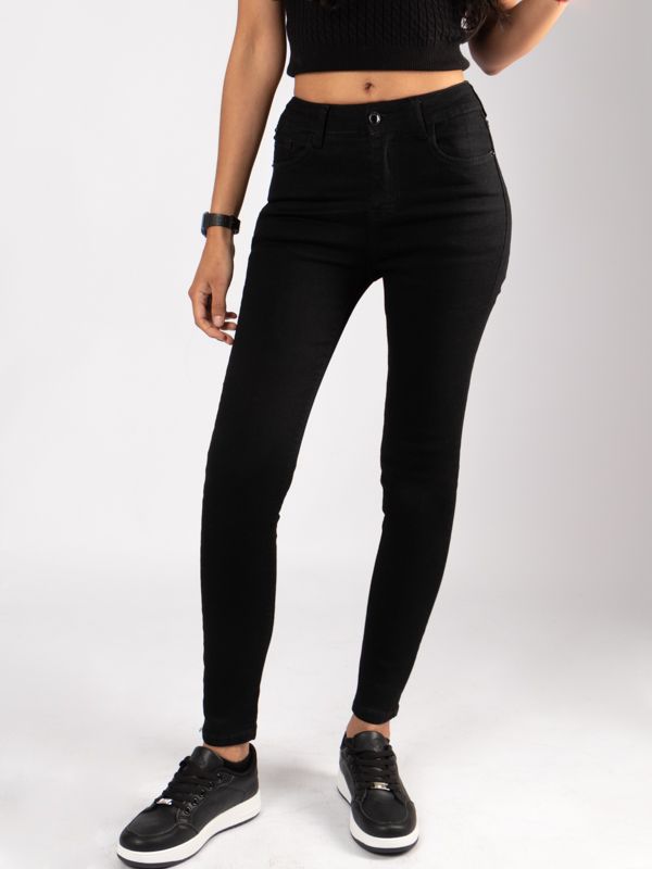 Jean Negro de Tiro alto tipo stretch para Mujer 6309