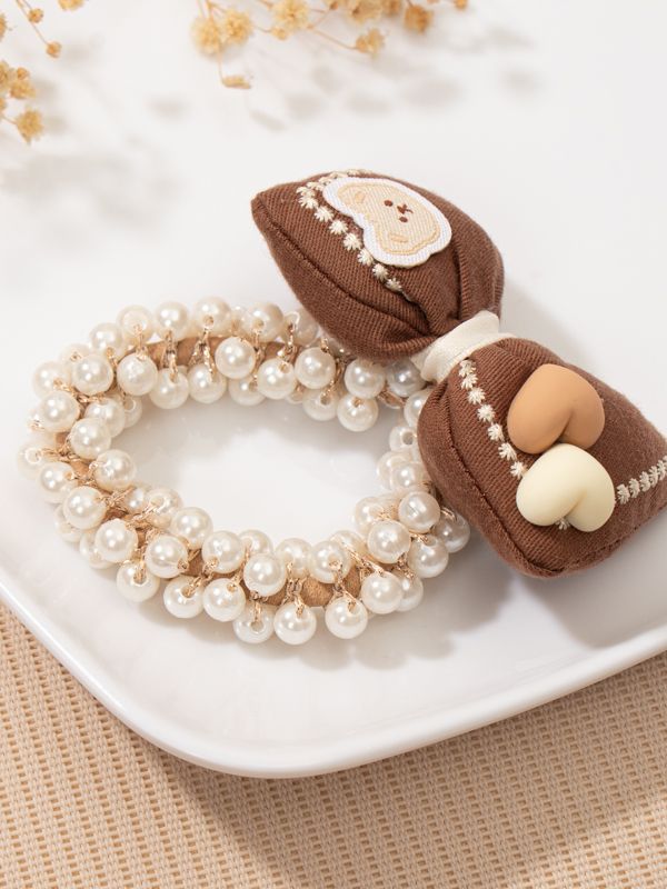Moñas con Perlas, Ositos y Corazones Y862