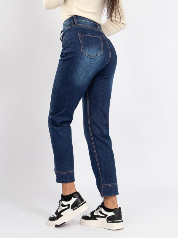 Mom Fit Jean de Bota Recta con Botón 3013