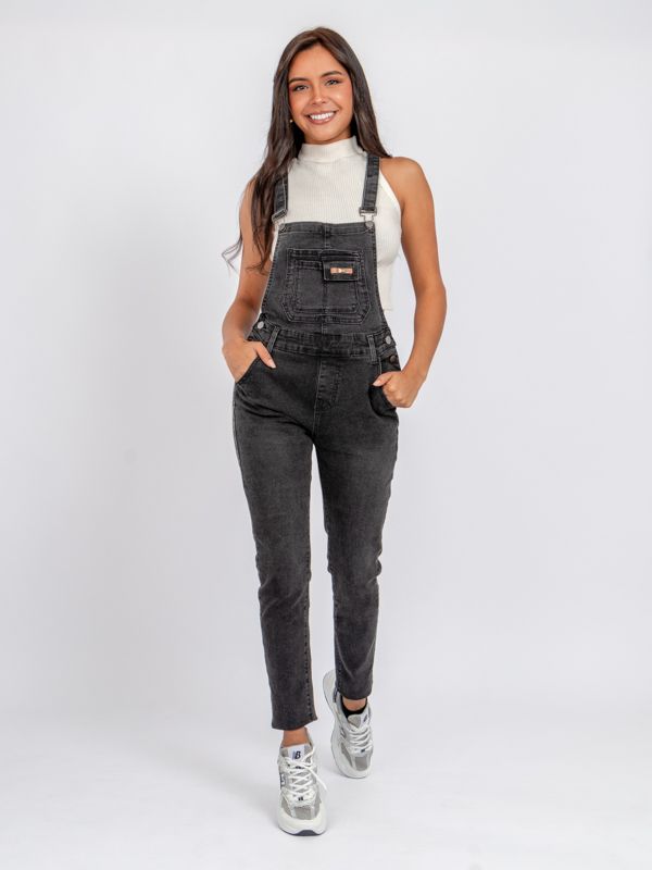 Overol Gris Semi-Ajustado en Jean Stretch 2064