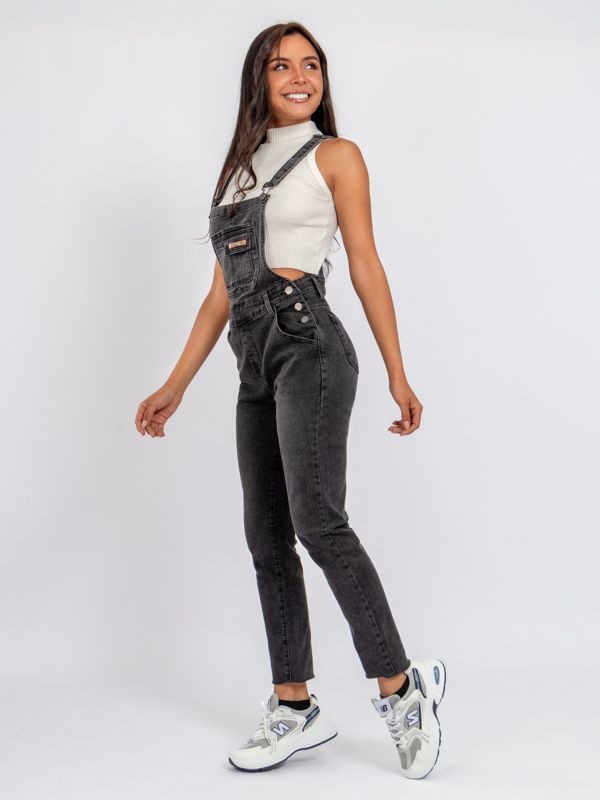 Overol Gris Semi-Ajustado en Jean Stretch 2064