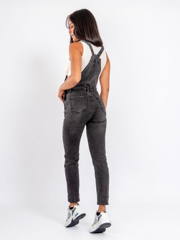 Overol Gris Semi-Ajustado en Jean Stretch 2064