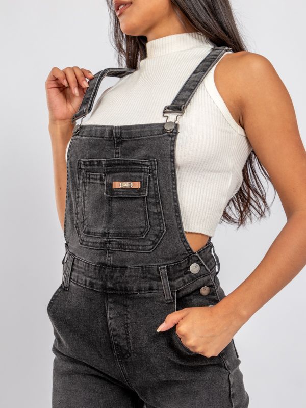Overol Gris Semi-Ajustado en Jean Stretch 2064
