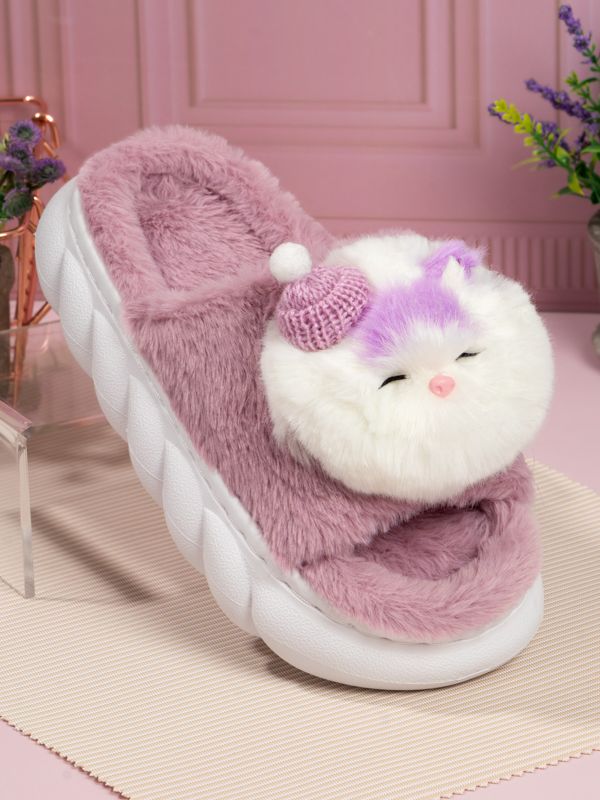 Pantuflas de Peluche motivo de Gatito 185-6K
