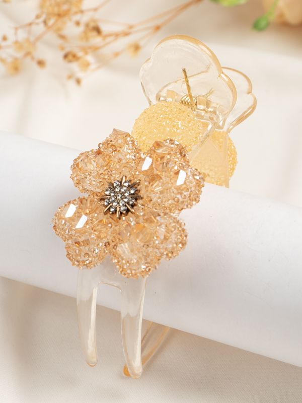Pinza para cabello con Diseño de Flor en Brillantes