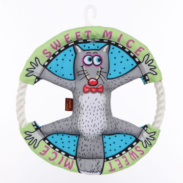 Frisbee masticable para Perros con lazo y felpa Pj76