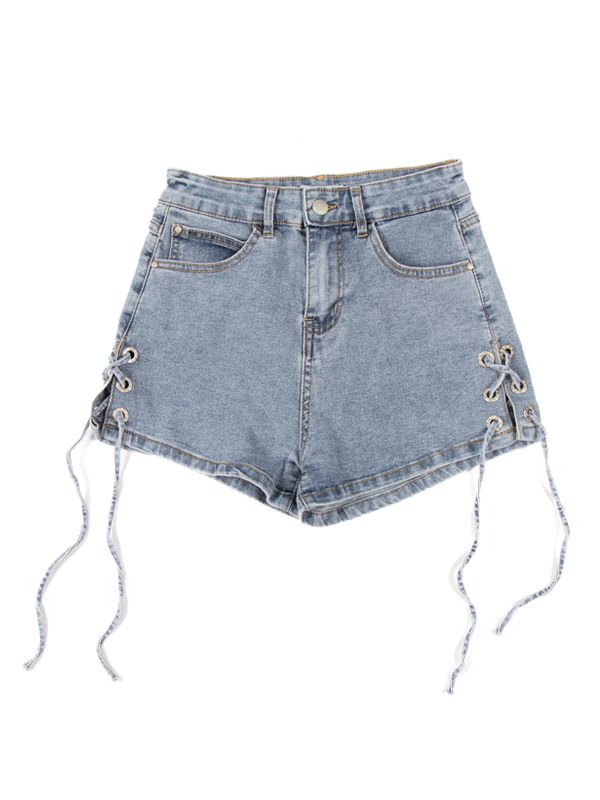 Shorts en Jean con abertura Lace Up Style 0011