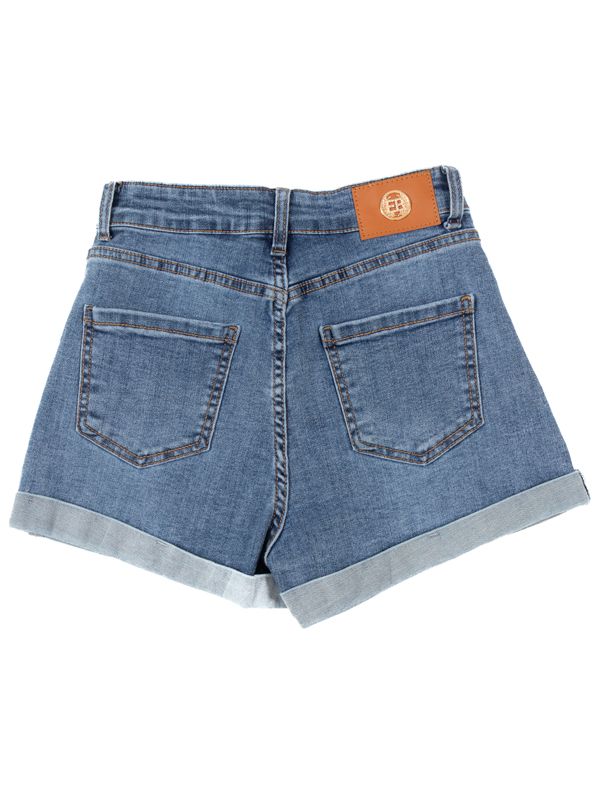 Shorts en Jean de Tiro alto con Bolsillos y Dobladillo 5605