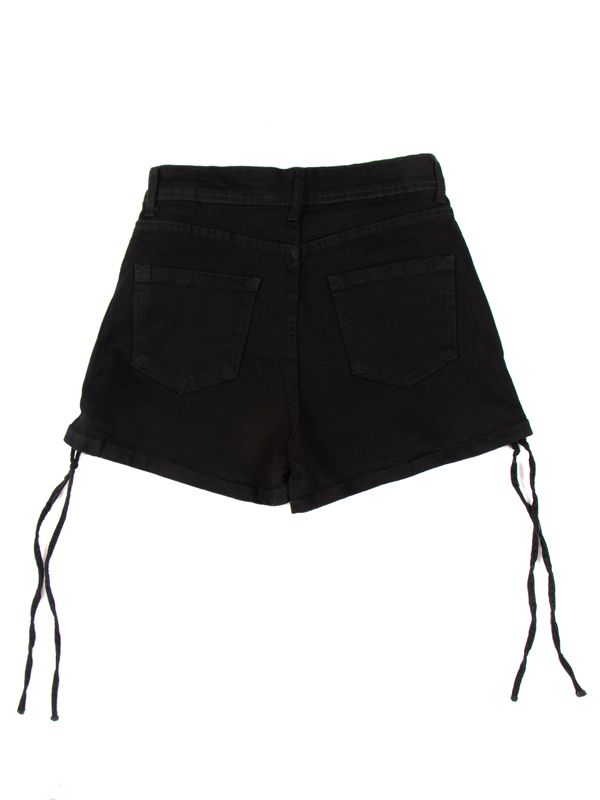 Shorts en Jean Negro con Cordones laterales 5634