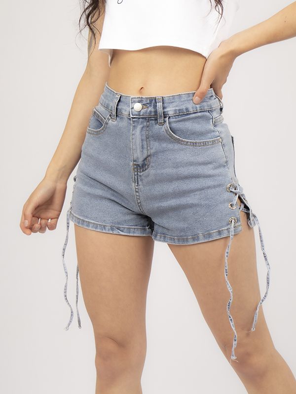 Shorts en Jean con abertura Lace Up Style 0011