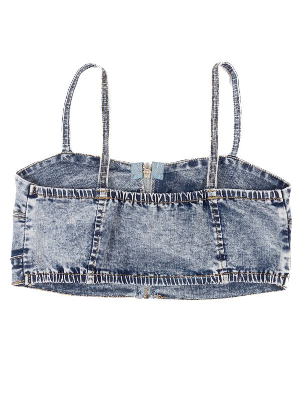 Crop Top en Jean tipo Jaspe con Cremallera 6536