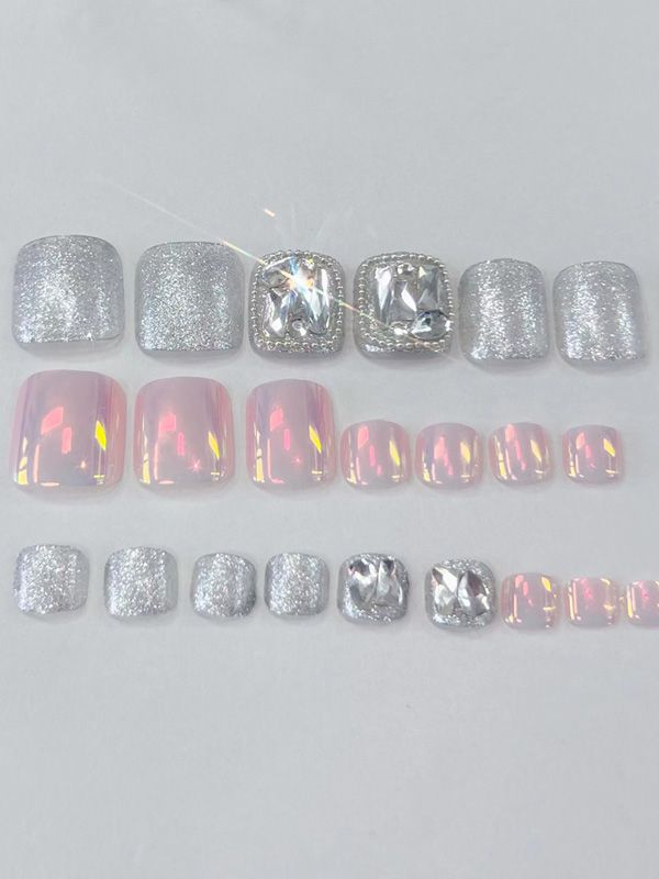 Uñas Falsas para Pies decorado Brillante con Pedrería XZ187