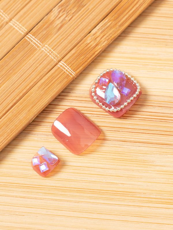 Uñas Acrílicas para Pies decoradas con Pedrería MF192