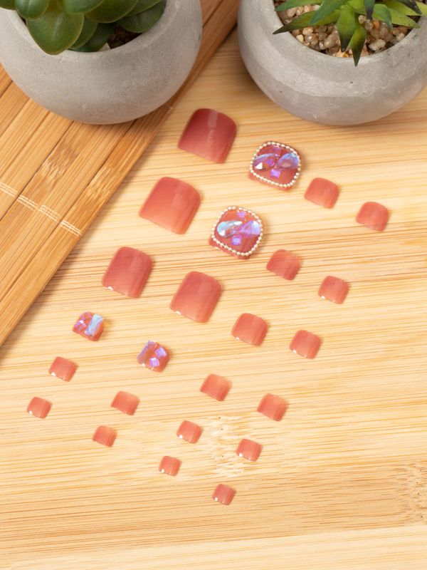 Uñas Acrílicas para Pies decoradas con Pedrería MF192