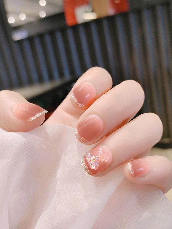 Uñas Sintéticas Reutilizables Diseño Francés dorado XZ005