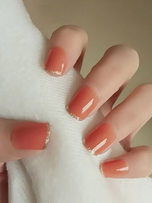 Uñas Sintéticas Reutilizables Diseño Francés dorado XZ005