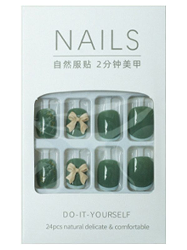 Uñas Reutilizables Sintéticas Decoración Verde XZ007