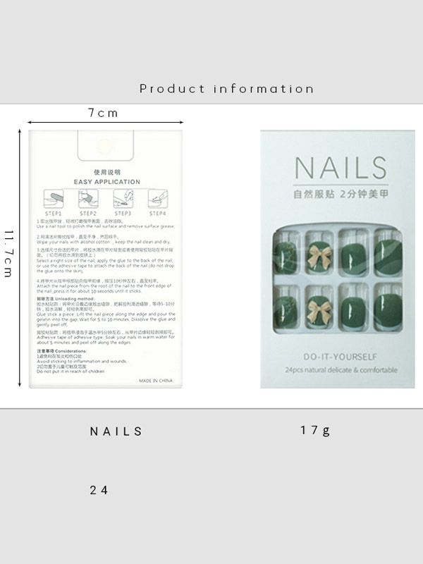Uñas Reutilizables Sintéticas Decoración Verde XZ007