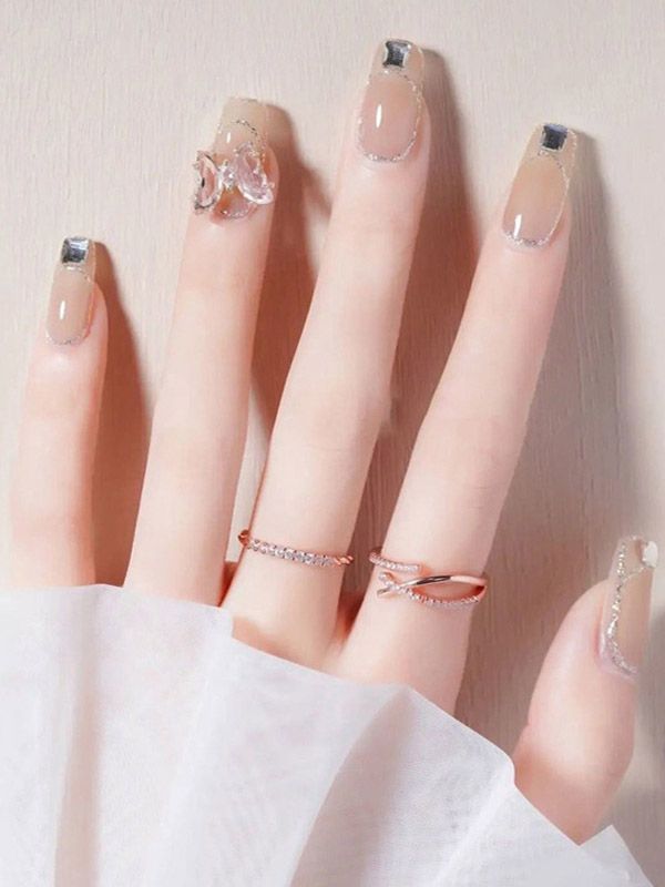 Uñas Reutilizables Sintéticas con Acabado en Pedrería XZ014