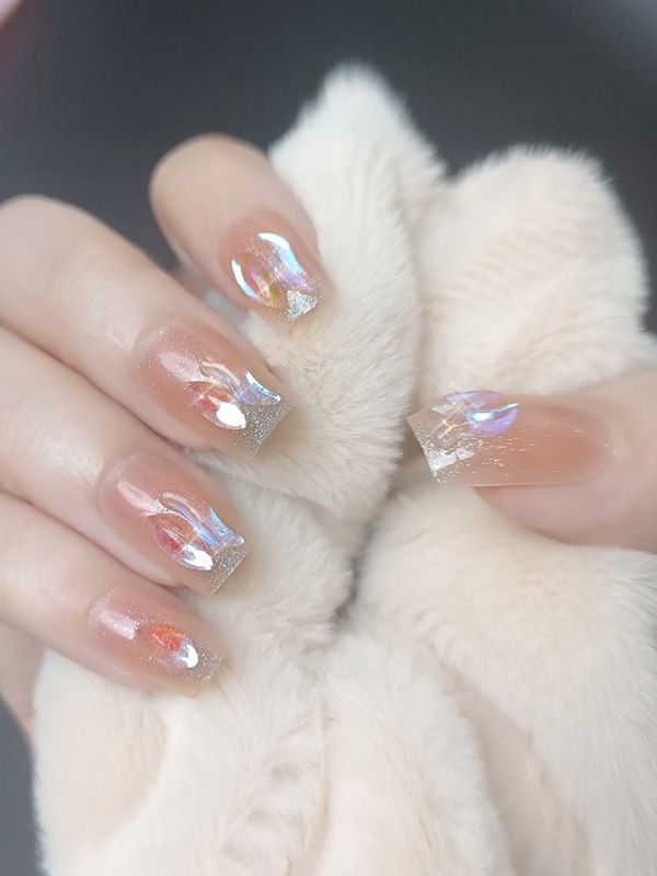 Uñas Reusables Sintéticas con Decorado en Pedrería XZ042
