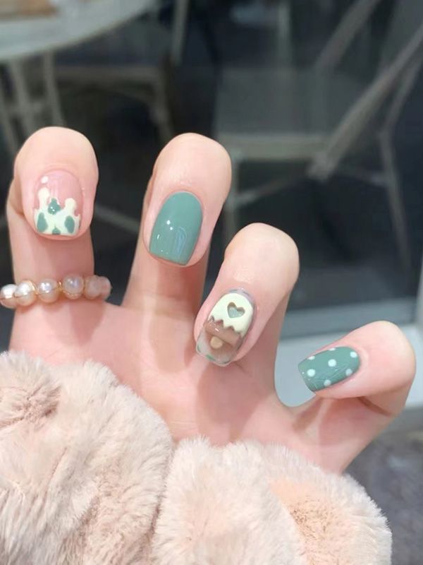 Uñas Postizas Reusables Decorado Corazones y Paletas XZ139