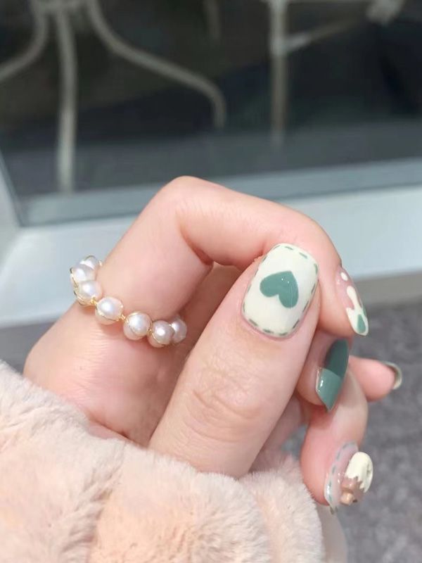 Uñas Postizas Reusables Decorado Corazones y Paletas XZ139