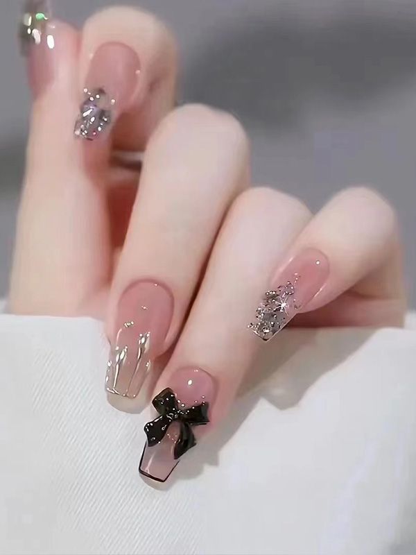 Uñas Acrílicas Reutilizables Decorado Elegant Bow XZ228