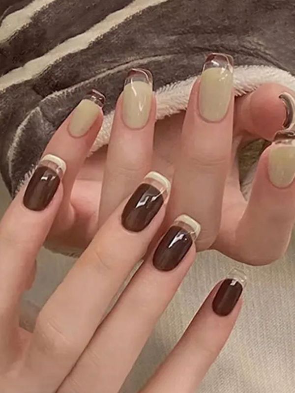 Uñas Acrílicas Reusables Vinotinto Francés R292
