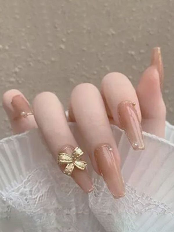 Uñas Artificiales Reutilizables Decoración Moño Z034