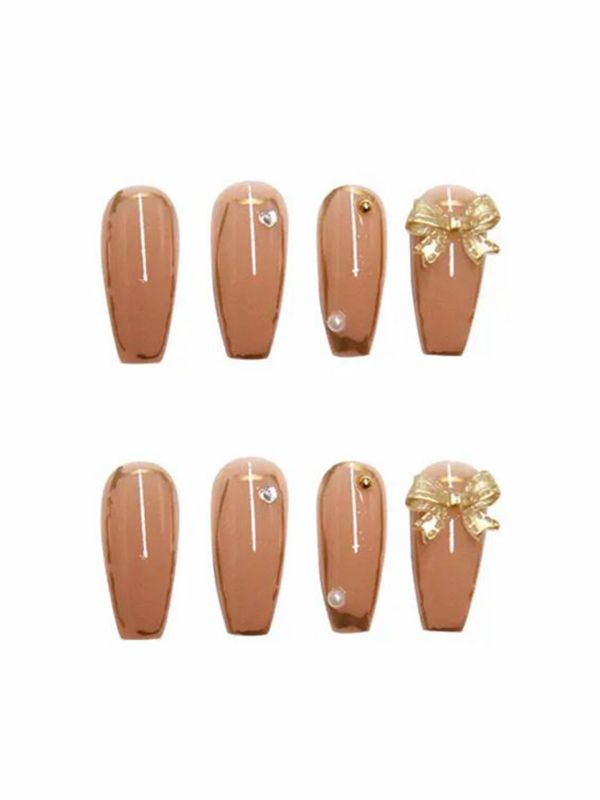 Uñas Artificiales Reutilizables Decoración Moño Z034