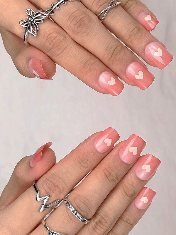 Uñas Artificiales Reusables con Corazones MF194